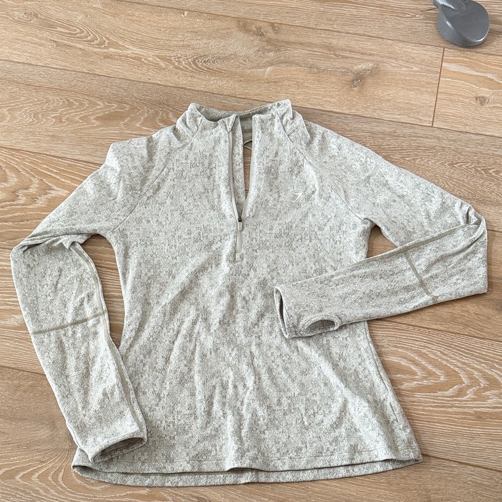 Like New Gymshark Gray Green Quarter-Zip Pullover